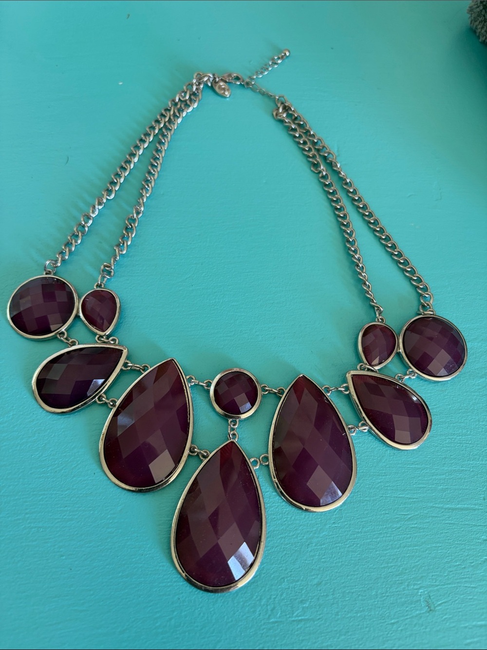 Charming Charlie Teardrop Necklace in Deep Plum